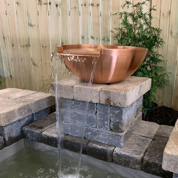 Atlantic Oase 26" Round Copper Bowl with Grey Liner