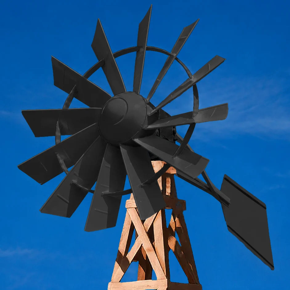 Outdoor Water Solutions DYI Wood Tower Windmill 4.5 CFM Windmill Head Aerator For Pond
