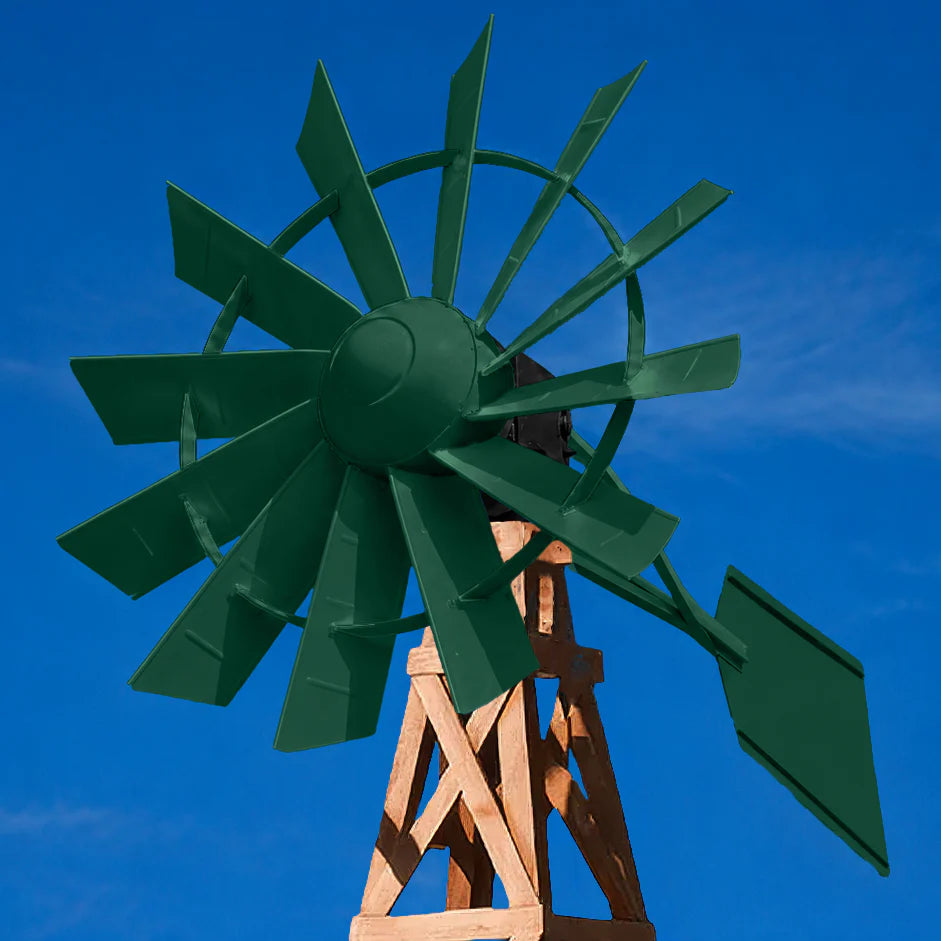 Outdoor Water Solutions DYI Wood Tower Windmill 4.5 CFM Windmill Head Aerator For Pond