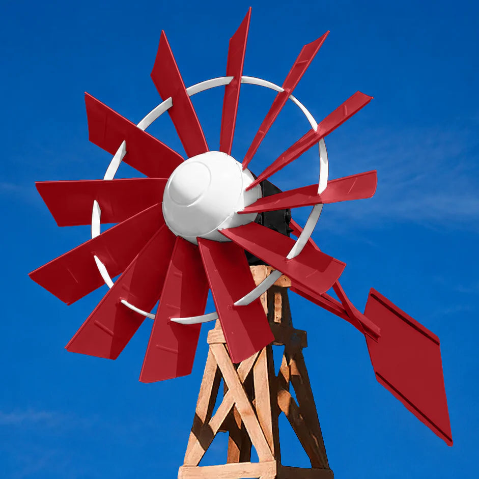 Outdoor Water Solutions DYI Wood Tower Windmill 4.5 CFM Windmill Head Aerator For Pond