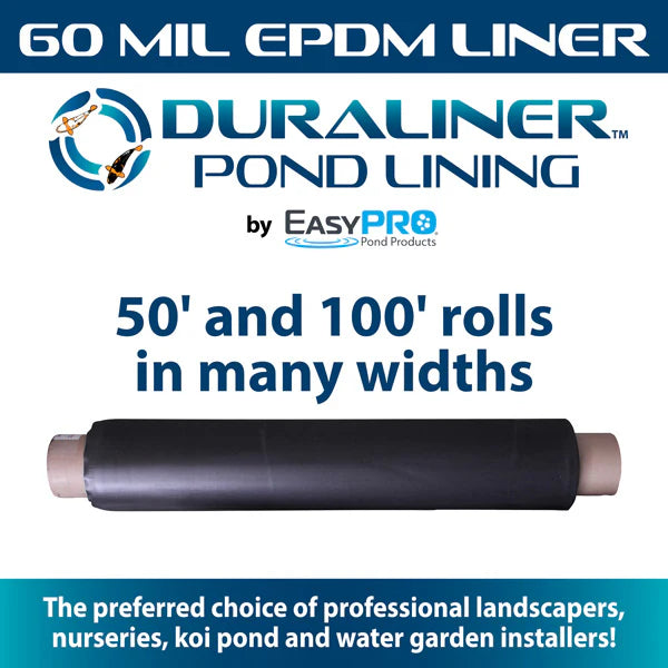EasyPro DuraLiner™ – 60mil EPDM Rubber Pond Liner – Priced Per Sq. Foot – Custom Cut Liner