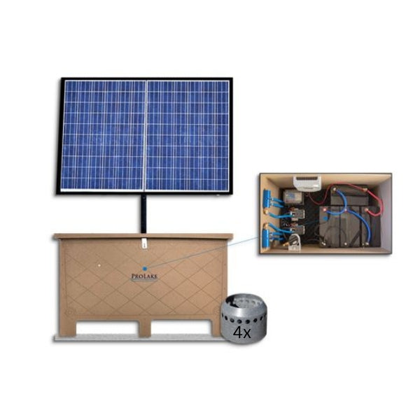 Flow Diffuser In Solar Array ProLake Solar Powered Aerator 4 Diffuser System — Lake n Pond