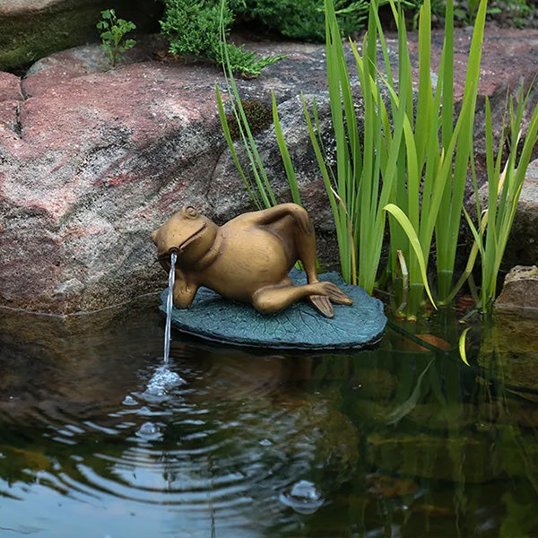 Lazy Frog on Lily Pad Spitter