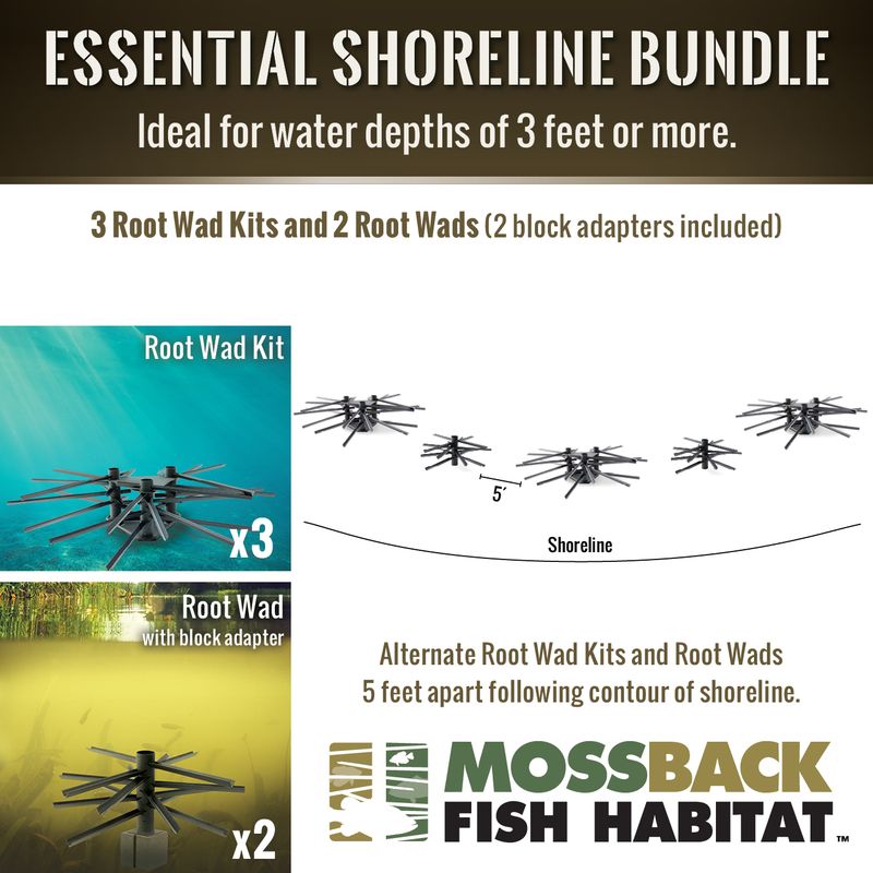 Outdoor Water Solutions 5'+ Depth 2 x 3 Kits Essential Bait / Sport Fish Habitat