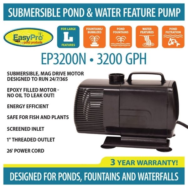 3200 GPH Submersible Mag Drive PumpEasyPro 3200 GPH Submersible Mag Drive Pump