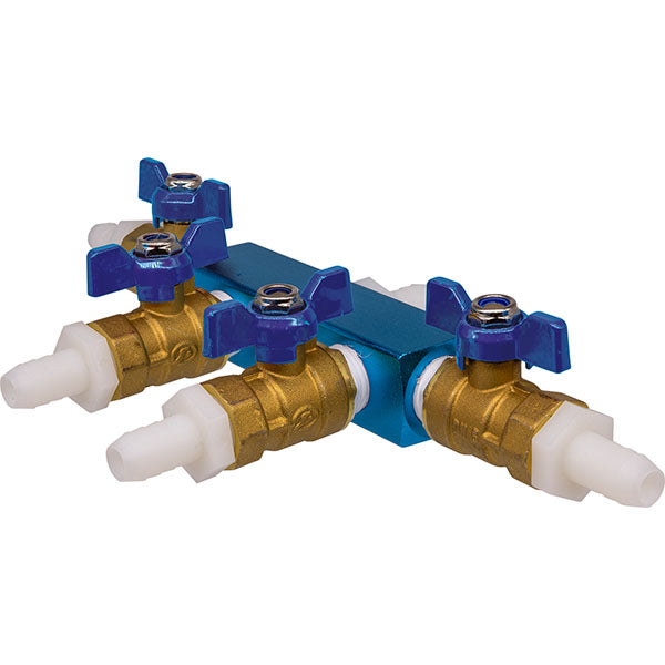 EasyPro 4 Way 1/2" Valved Splitter Higher Flow Water Air Lines