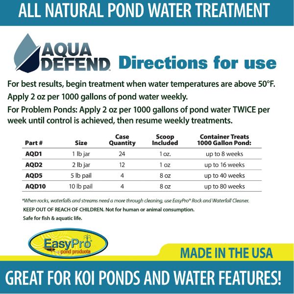 Aqua Defend™ All-Natural Pond Water Treatment 10 lbs Pail