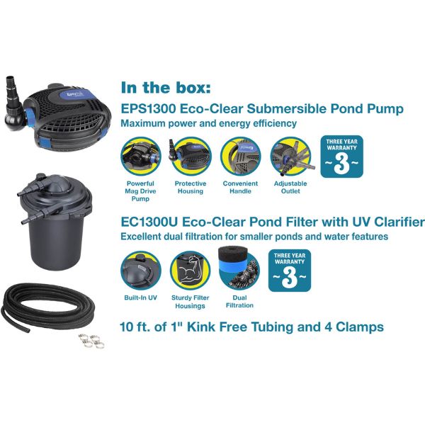 Eco-Clear Complete Pond Filtration System for Ponds Up to 1300 Gallons