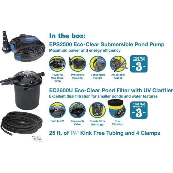 Eco-Clear Complete Pond Filtration System for Ponds Up to 2600 Gallons