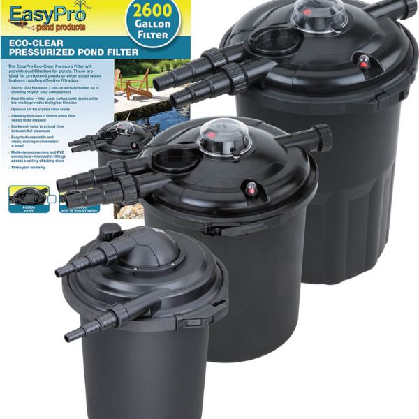 EasyPro Eco-Clear Pressurized Filter – Up to 2600 Gallons – 18 Watt UV