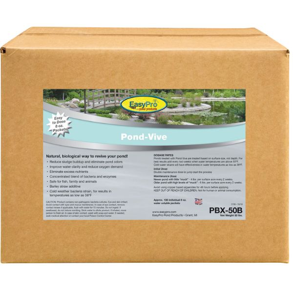 EasyPro Pond-Vive Bacteria – 50lb box – 100ct. 8oz Water Soluble Packs