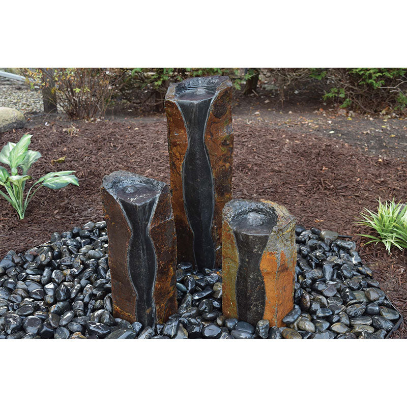 EasyPro Tranquil Décor Modern Basalt Fountain Trio 12″ 17″ 24″