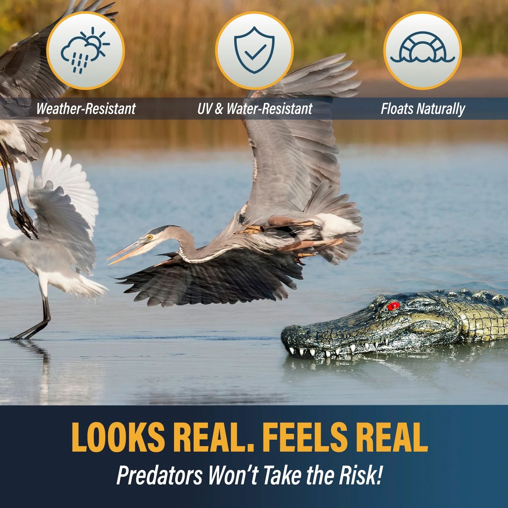 Outdoor Water Solutions Protect Fish Predator Control Floating Alligator Head Decoy