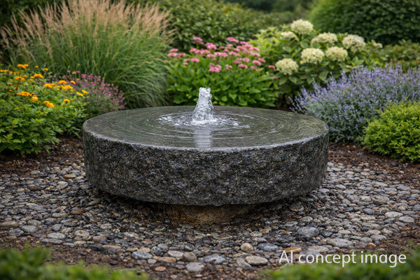 EasyPro Tranquil Décor Millstone Pedestal Granite Fountain Complete Kit