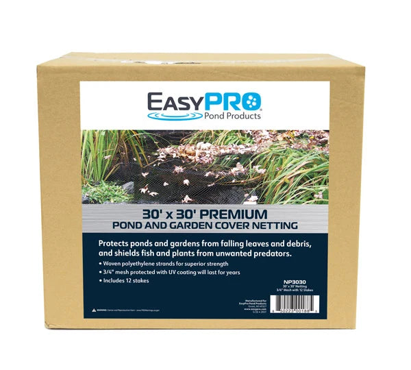 EasyPro 3/4" / 30'X 30'Prepackaged Premium Pond Cover Netting, includes 12 stakes
