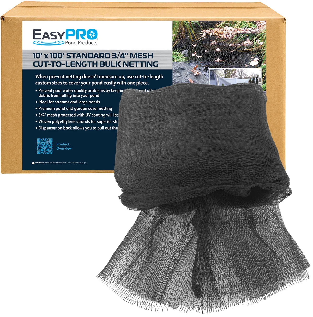 EasyPro 3/4" 10' X 100' Boxed Premium Pond Cover Netting