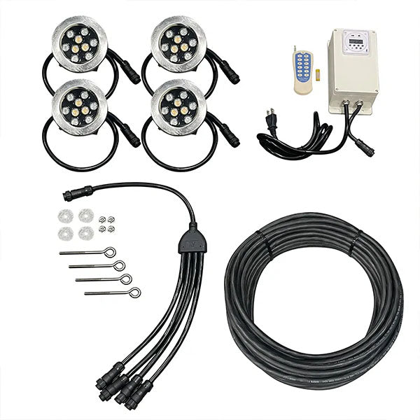 Outdoor Water Solutions 17w color changing lights with 150' power cord 4 set
