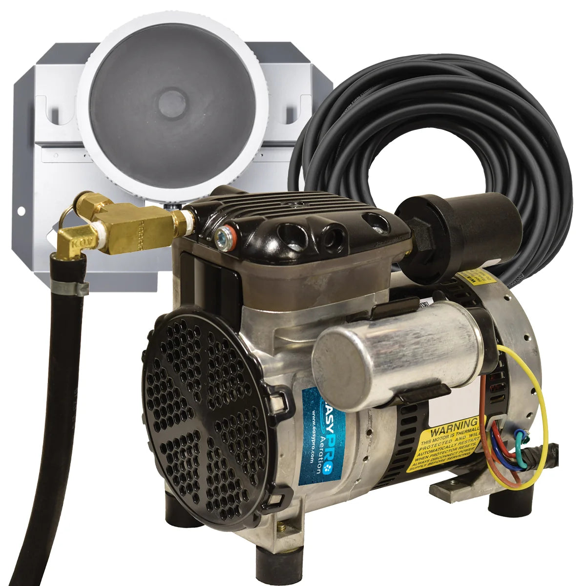 EasyPro Rocking Piston Pond Aeration System – 1/4 HP Kit with Quick Sink Tubing