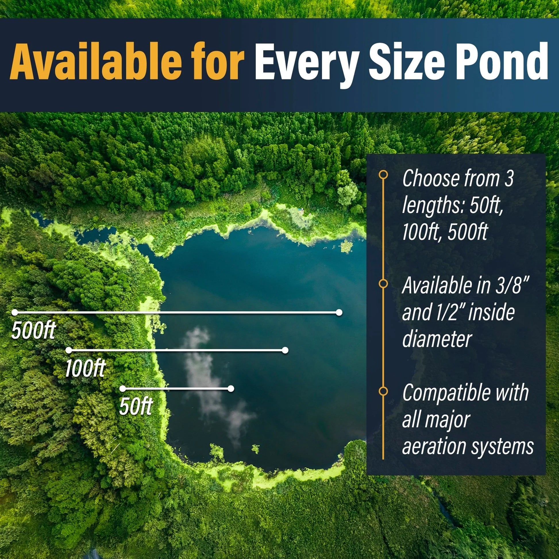 Outdoor Water Solutions Weighted 3/8", 1/2", and 5/8" ID Pond Aerator Airline Tubing