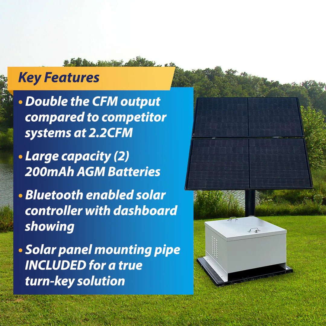 Outdoor Water Solutions NightAir 2.2 CFM Solar Pond Aerator + Battery