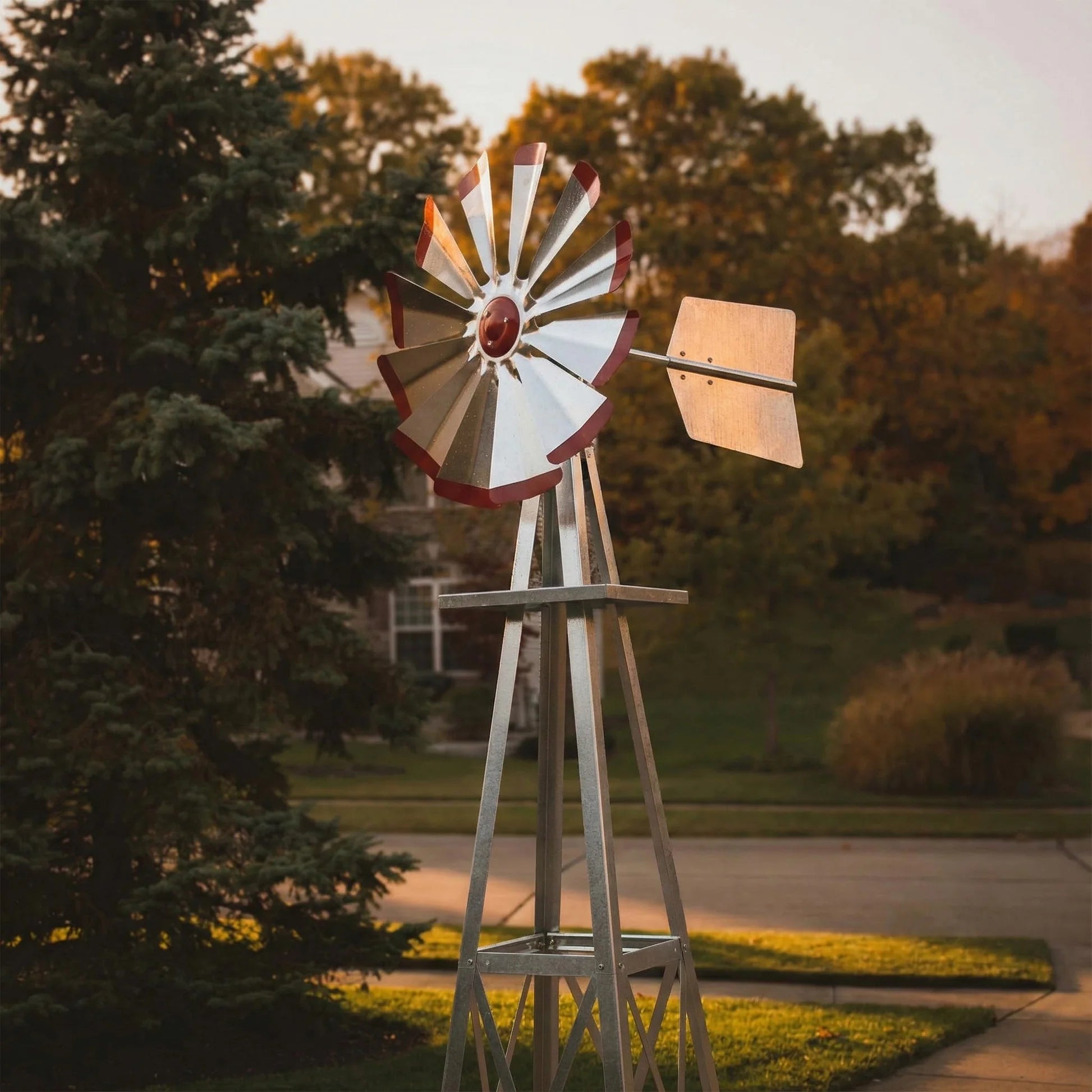 Outdoor Water Solutions Steel Garden Windmill for Yard (8.3 Feet)