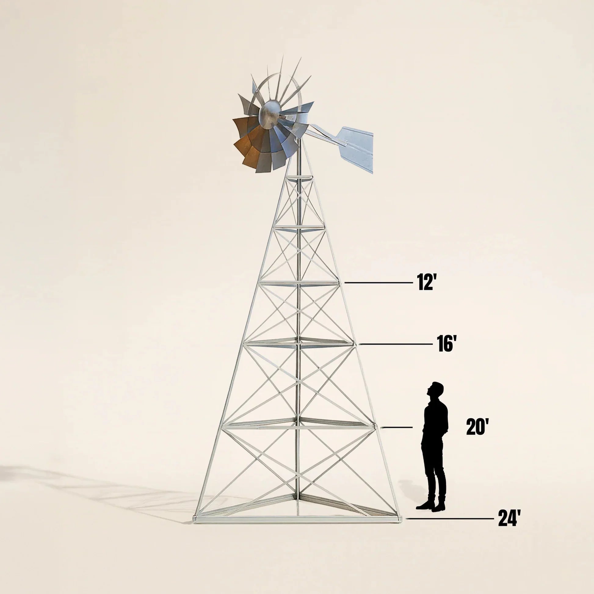 Outdoor Water Solutions 3-Leg Steel Tower Large Windmill for Yard