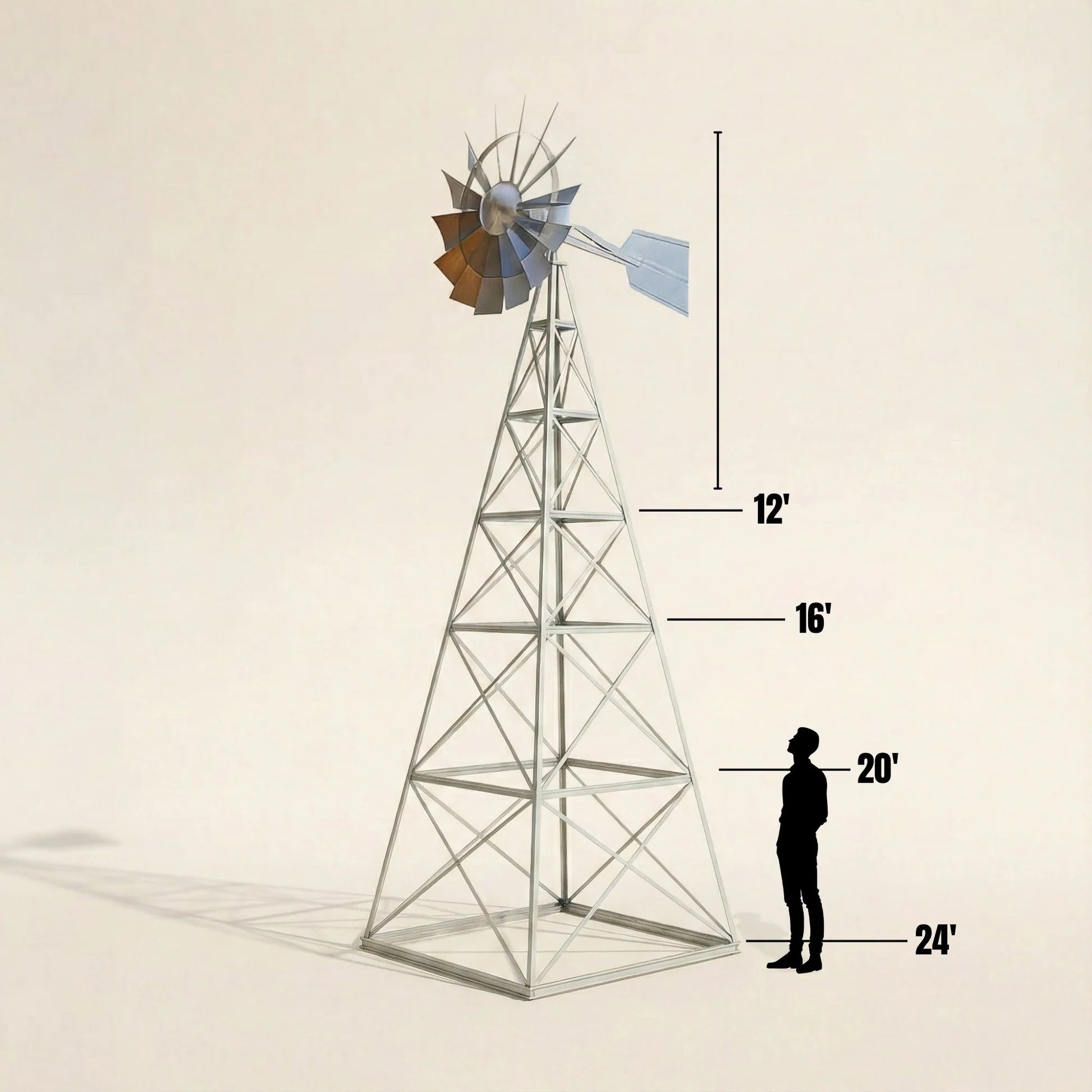 Outdoor Water Solutions 4-Leg Steel Tower Large Windmill for Yard