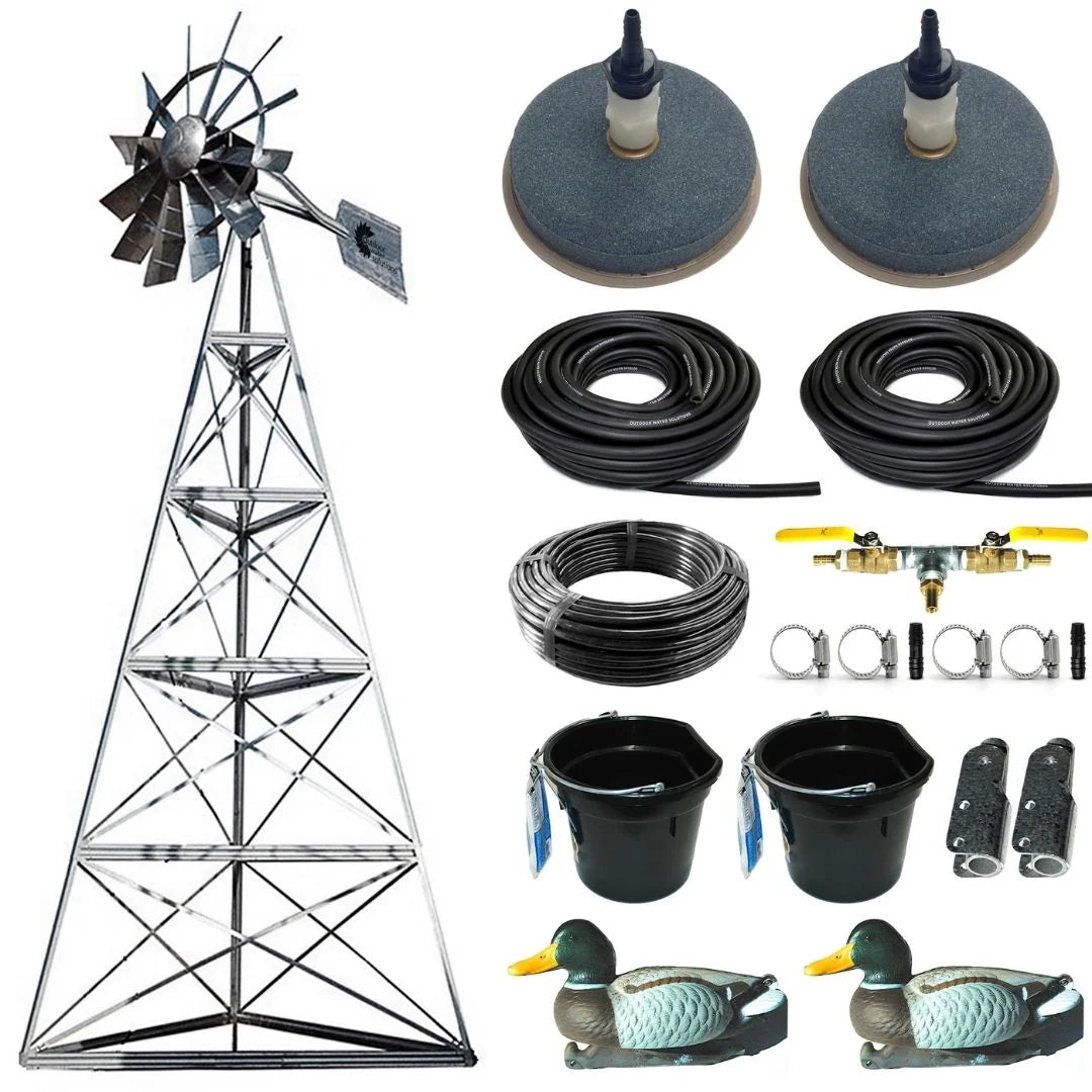 Outdoor Water Solutions 3-Leg Tower Deluxe Kit Steel Windmill Pond Aerator