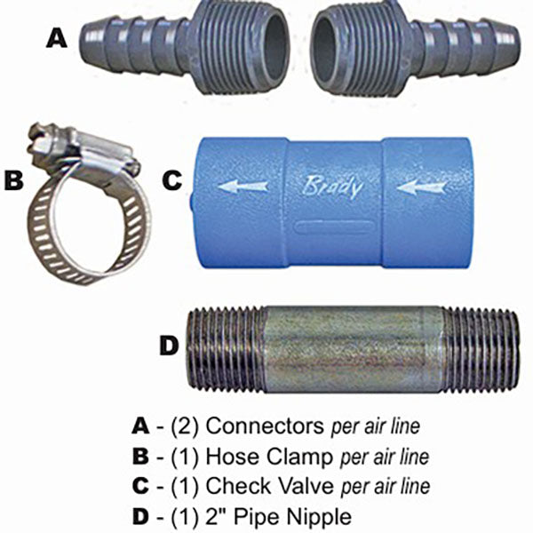 Vertex 3/4 Brady Valve Assembly with fittings and 2 clamps