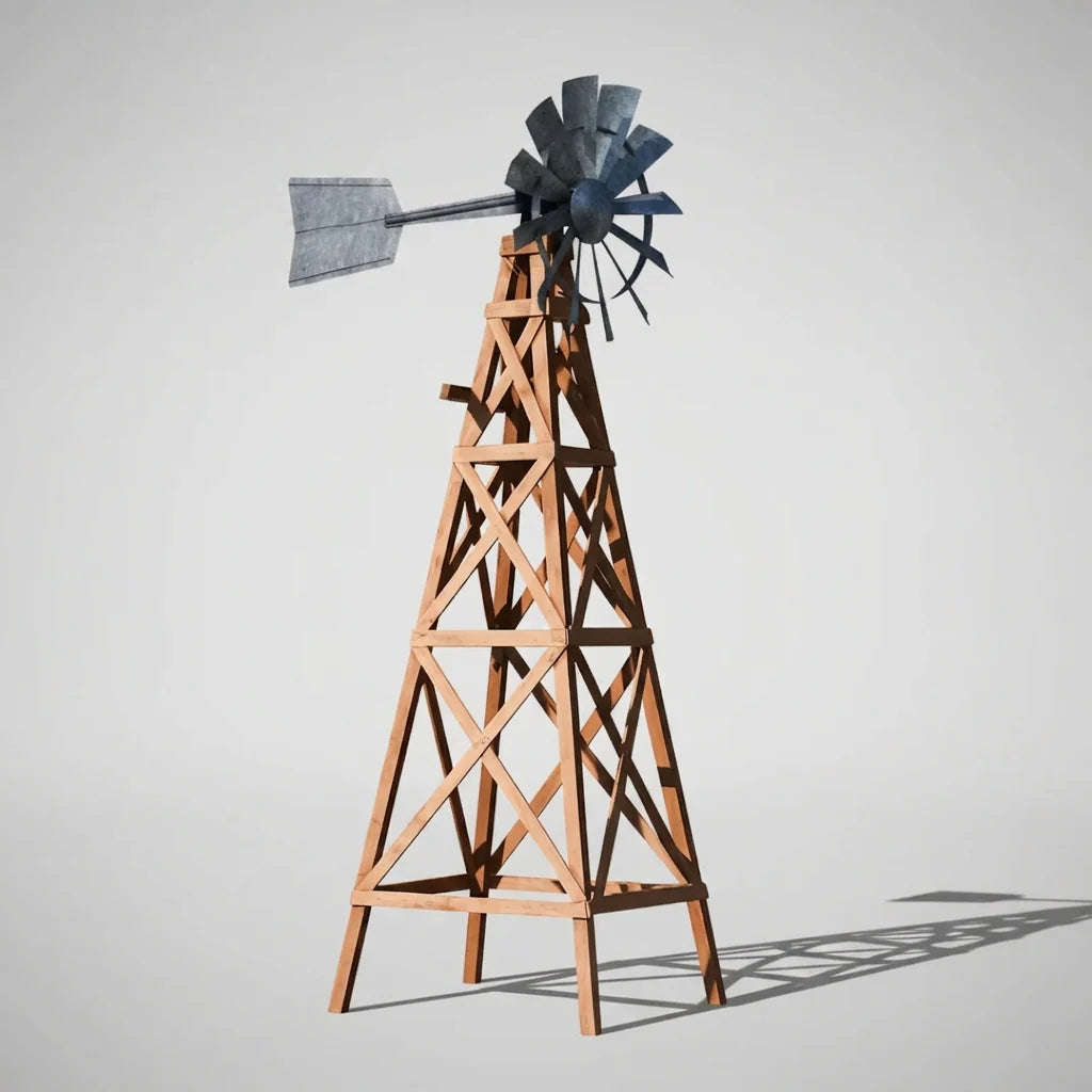 Outdoor Water Solutions DYI Wood Tower Windmill 4.5 CFM Windmill Head Aerator For Pond