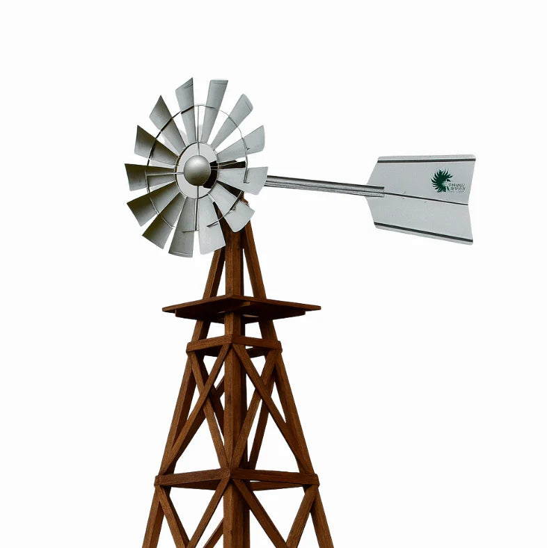 Outdoor Water Solutions American - 4 Leg Tower Wood Windmill Pond Aerator for Farm / Lake