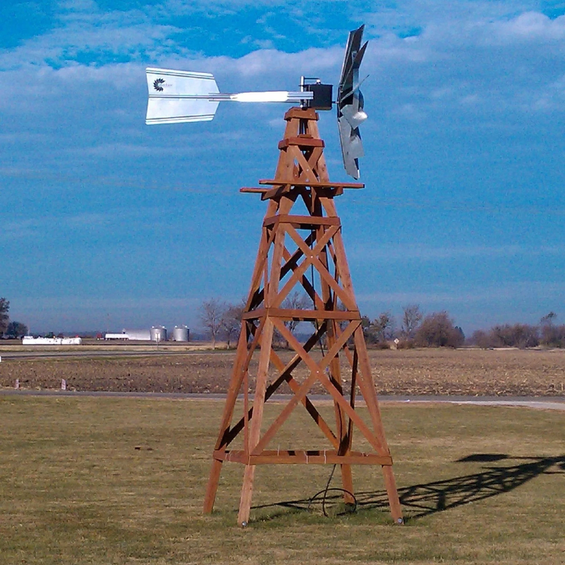 Outdoor Water Solutions 4-Leg Tower Deluxe Kit Wood Windmill Pond Aerator for Farm / Lake