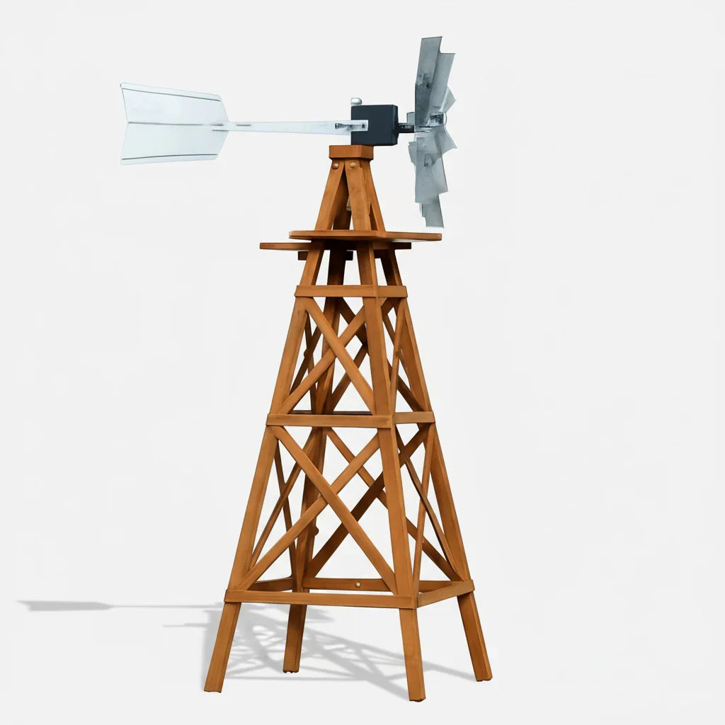 Outdoor Water Solutions American - 4 Leg Tower Wood Windmill Pond Aerator for Farm / Lake